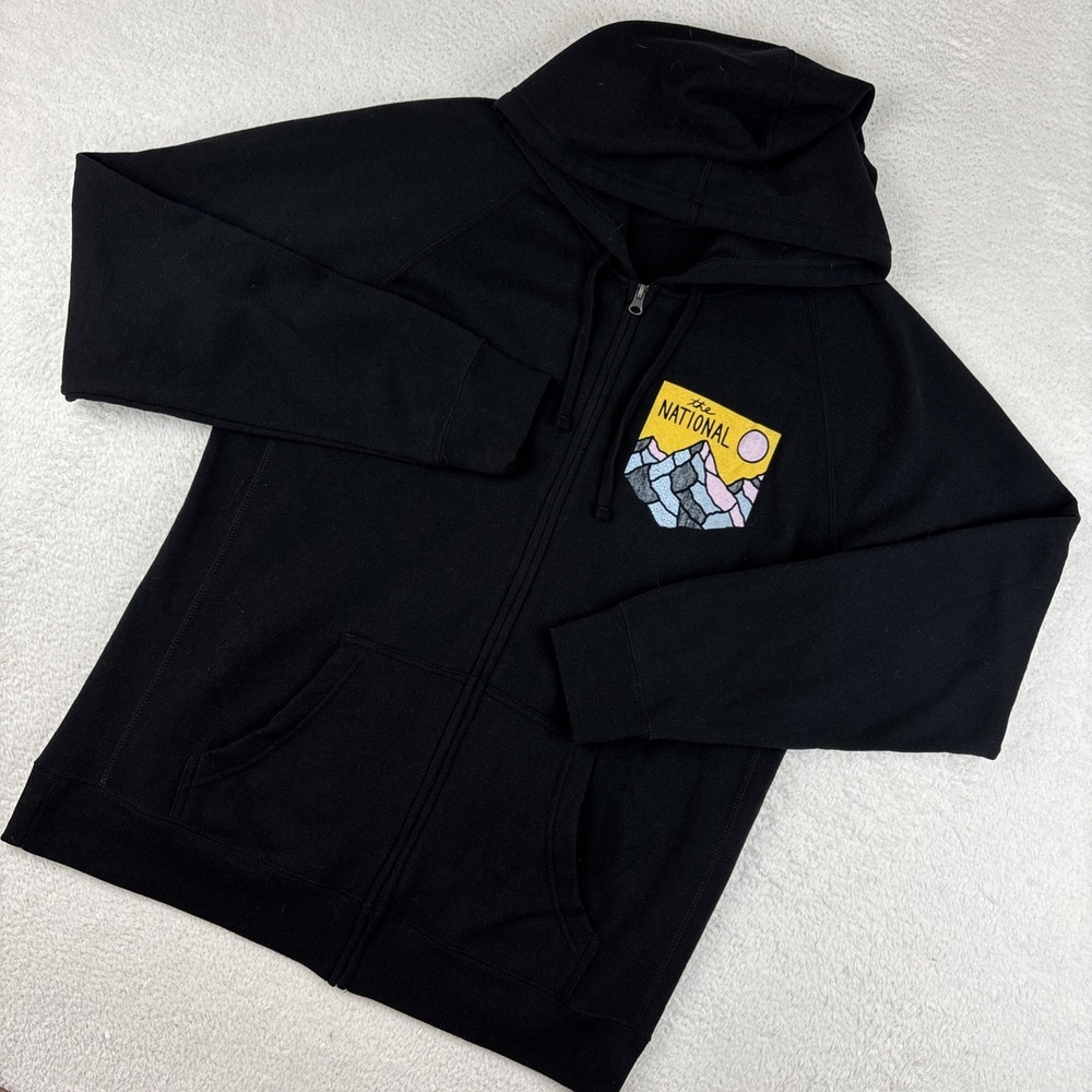 THE NATIONAL Band Hoodie XL Black Full-Zip Sweatshirt Indie Rock Graphic Apparel